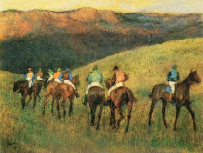 Edgar Degas Racehorses in Landscape